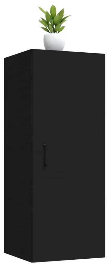 Dulap de perete suspendat, negru, 34,5x34x90 cm, lemn compozit
