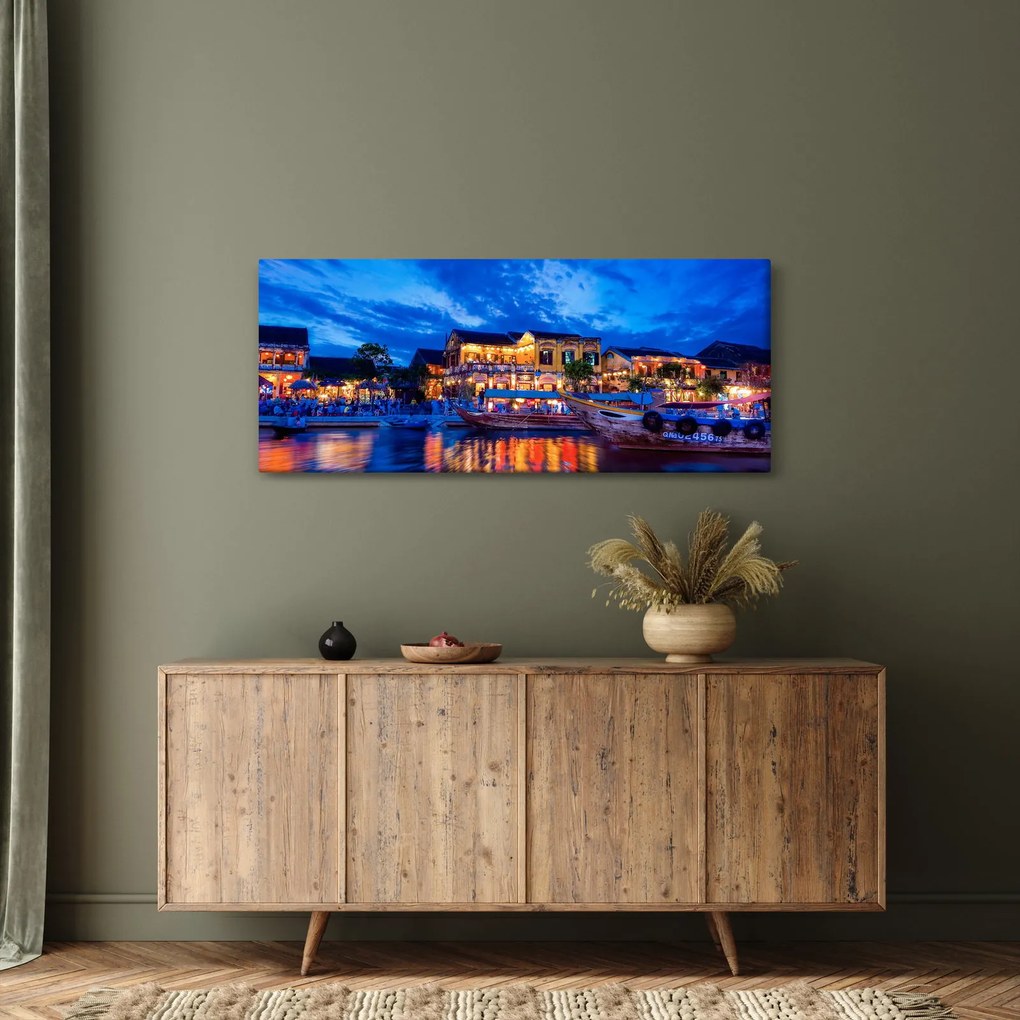 Tablou - Orașul de noapte Hoi An, Vietnam (120x50 cm)