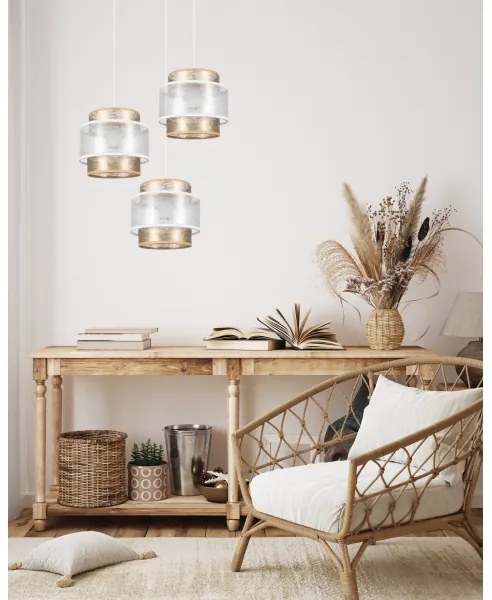 Lustră pe cablu GABI 3xE27/60W/230V aurie/albă d. 45 cm