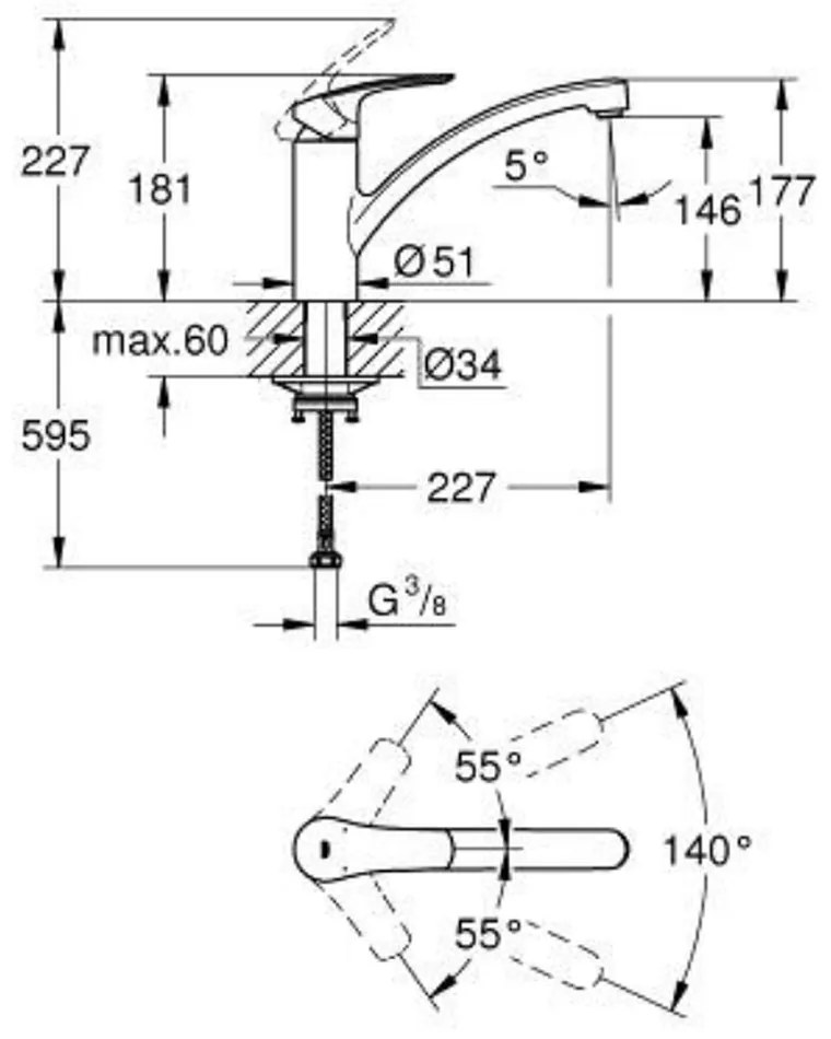 Baterie chiuveta bucatarie crom Grohe Eurosmart