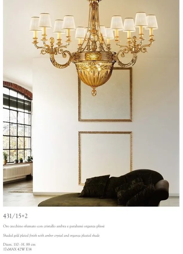 Candelabru XL clasic LUX realizat manual Amber