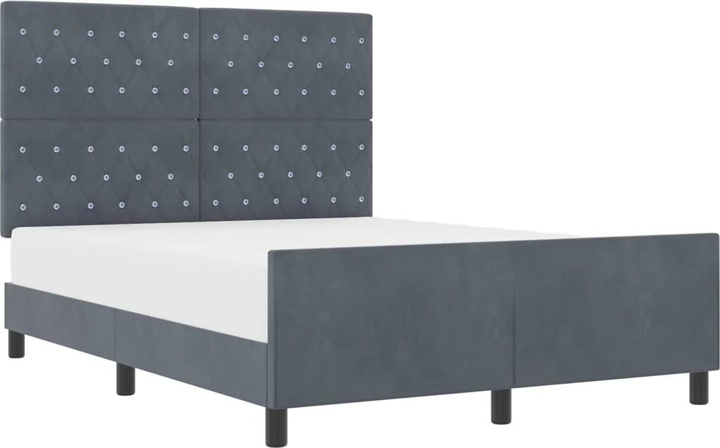 vidaXL Pat cu arcuri cu headboard Gri închis 140 x 190 cm Catifea