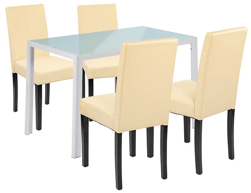 Set de masă Mira 4+1 alb-bej