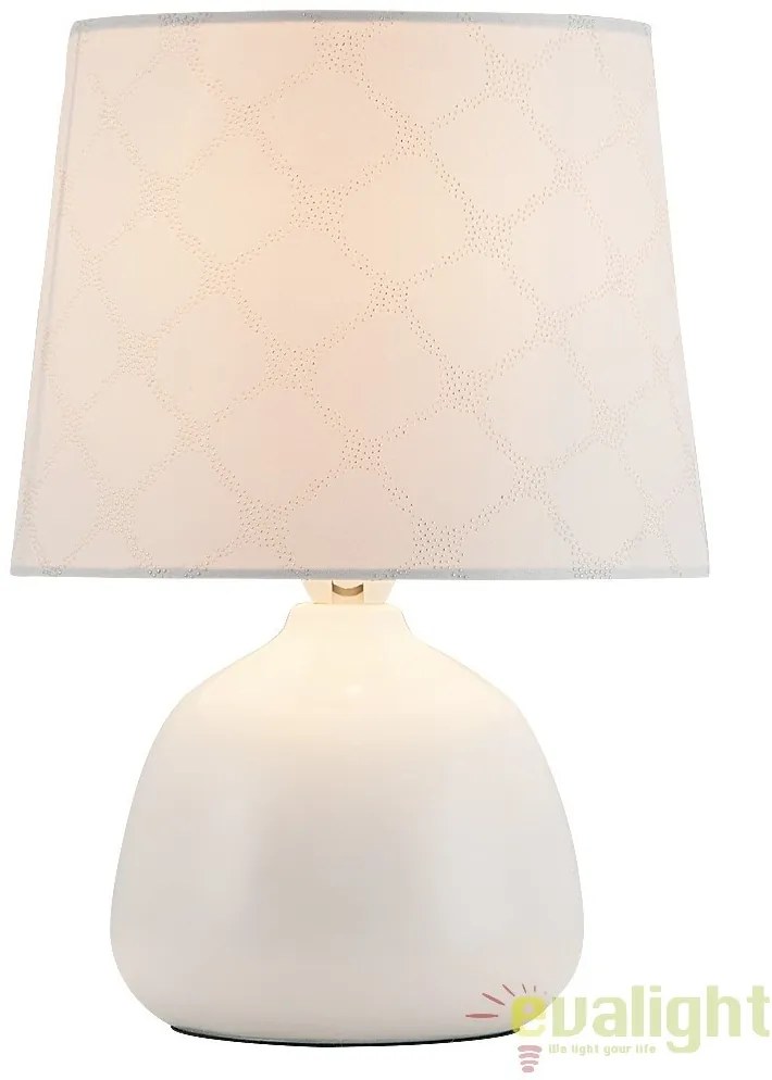 Veioza, lampa de masa, finisaj alb, diametru 18cm, Ellie 4379 RX