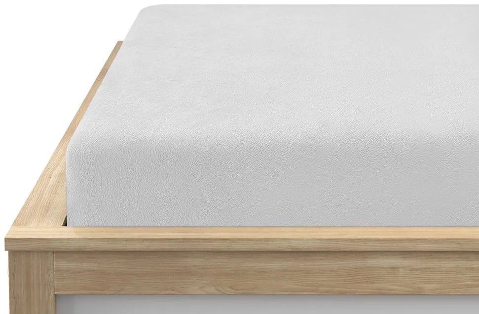 Set 2 bucati Lenjerie cocolino TIRSO gri-alb + CearsaF Cocolino microplus cu elastic SOFT 180x200 cm alb, pat dublu