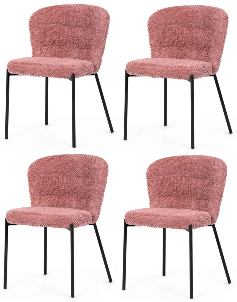 Set de scaune de sufragerie Bouclé CT-W1077 PINK2,4 buc