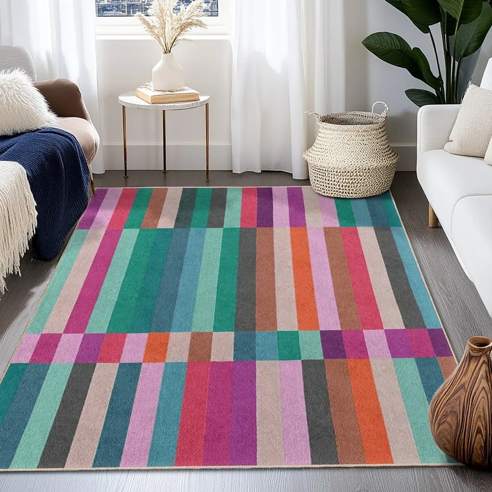 Covor tip traversă turcoaz lavabil 60x230 cm Acid Rain – Mila Home