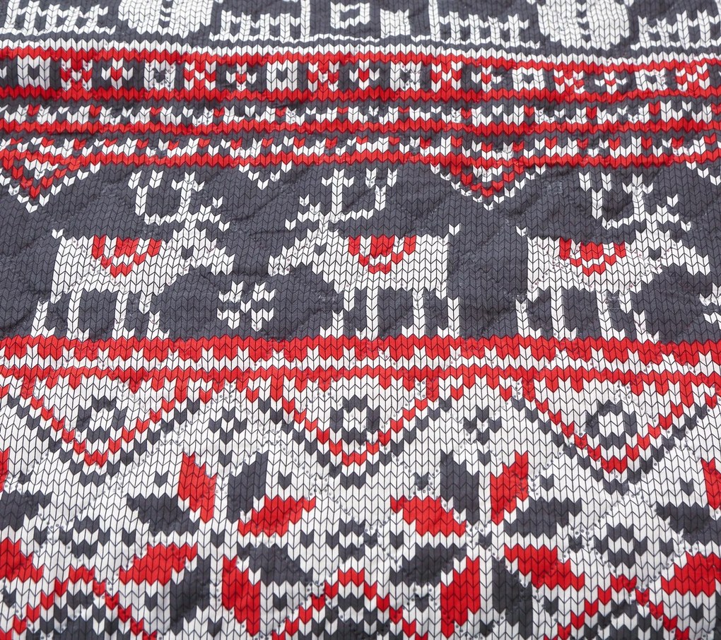 Cuvertură de pat gri PIXEL DE CRĂCIUN Dimensiune: 220 x 240 cm