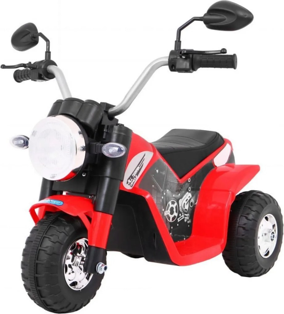 Motocicleta Electrica cu Acumulator Pentru Copii NOVOKIDS™ Mini Chopper, 2-5 ani, max 20 kg, Cu Sunete si Lumini, Trotineta Electrica, 3 Roti, MERS