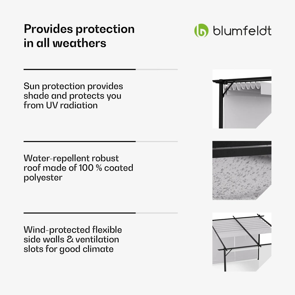 Blumfeldt Pantheon Robust, pergola, 3 x 4 m, cu jaluzele laterale, oțel acoperit cu pulbere rezistent la intemperii