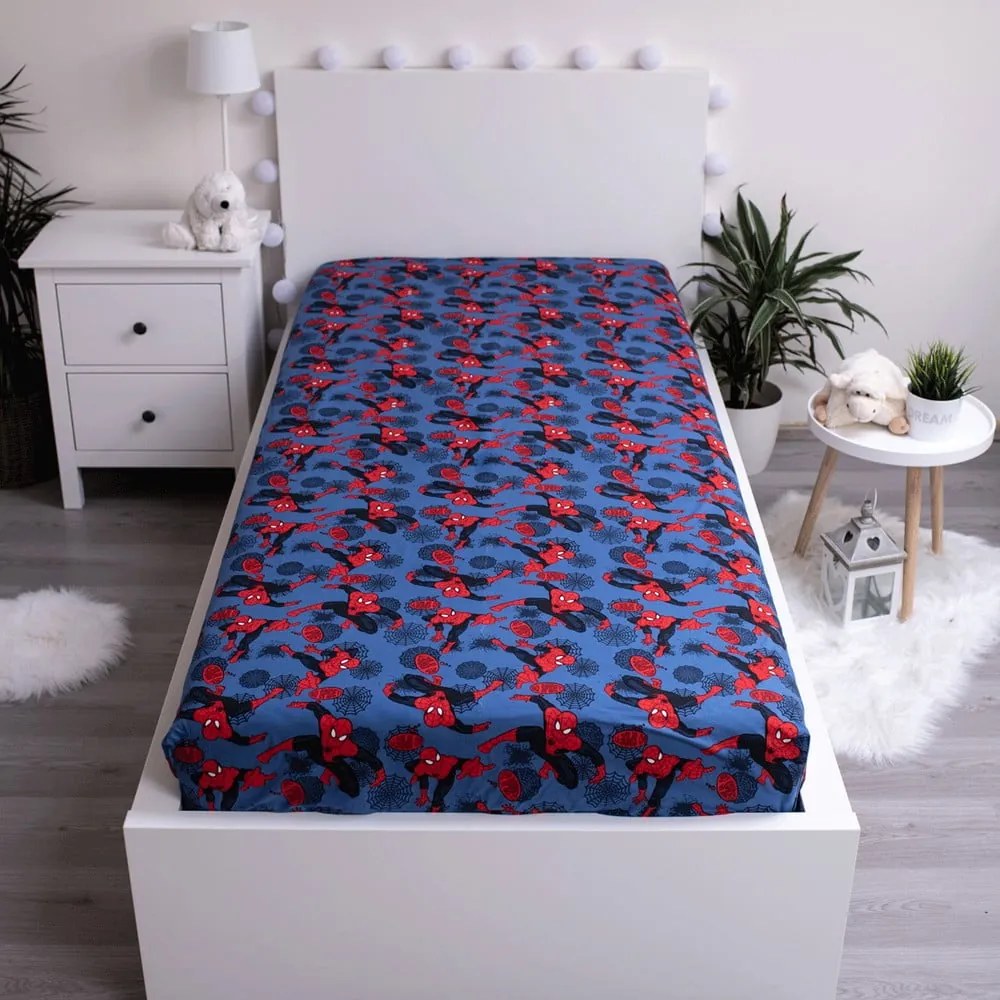 Cearșaf din bumbac pentru copii Jerry Fabrics Spiderman, 90 x 200 cm