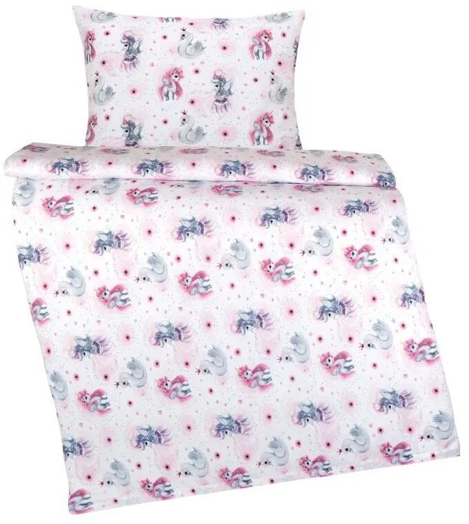 Bellatex Lenjerie de pat din bumbac Beata Unicornroz, 100 x 135, 45 x 60 cm