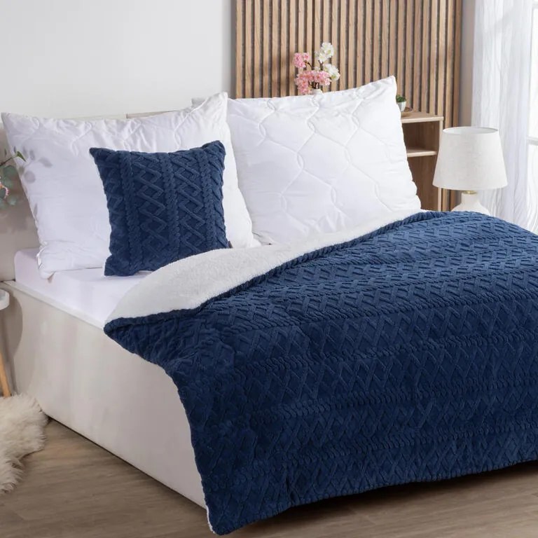 Set matlasat cu blăniţă INVERNO albastru închis