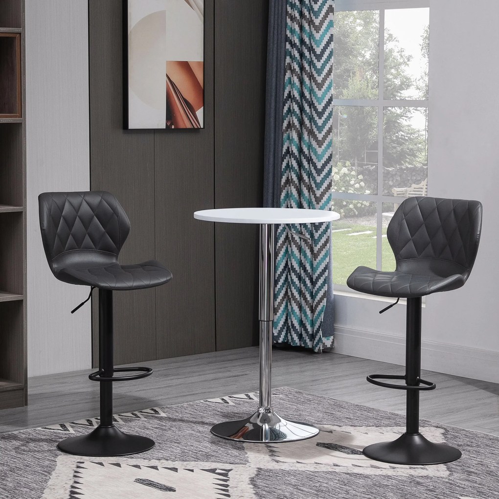 HOMCOM Scaun bar, inaltime reglabila, piele sintetica,Capacitate de sustinere120 kg, gri | Aosom Romania