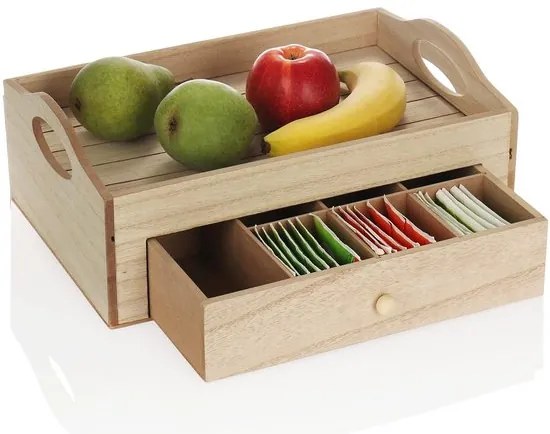 Tava de servire cu sertar pentru ceai TEABOX 30x20 cm