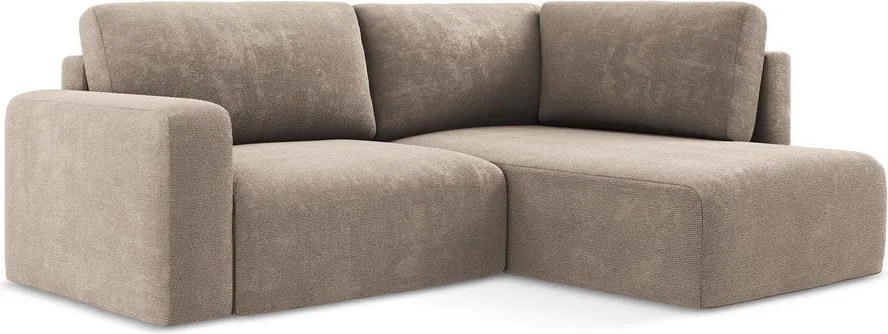 Colțar bej extensibil/cu spațiu de depozitare cu tapițerie din chenille (cu colț pe partea dreaptă/în formă de ”L”) Kona – Makamii