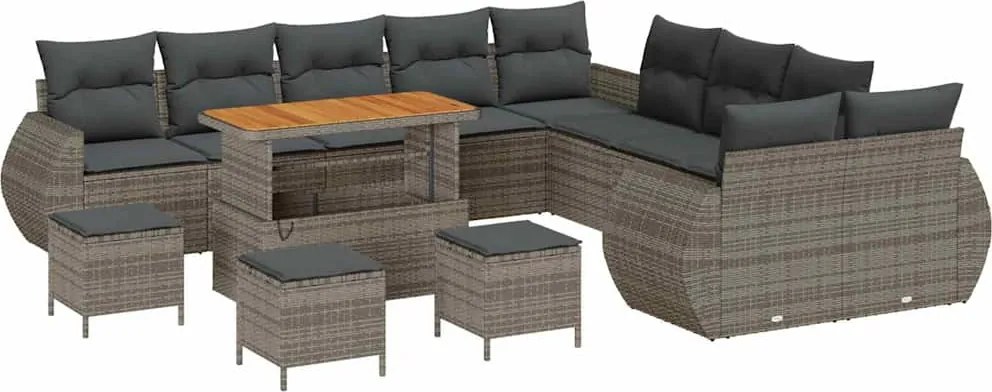 vidaXL Set de canapele pentru grădină 14 pcs Gri poliratan