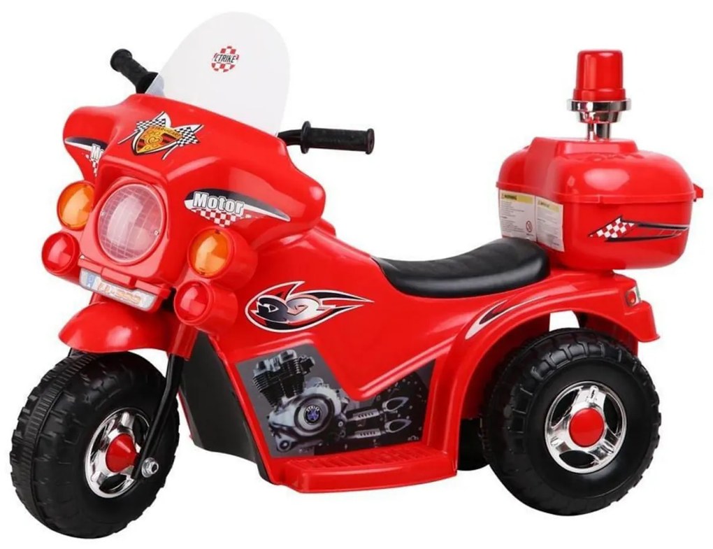 Motocicleta Electrica cu Acumulator Pentru Copii LENA BABY® , cu muzica si lumini,3 roti, MERS CU SPATELE, Rosu