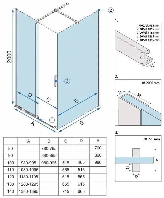 Cabina de dus dreptunghiulara Rea Montana cu usa culisanta 130x80 auriu periat