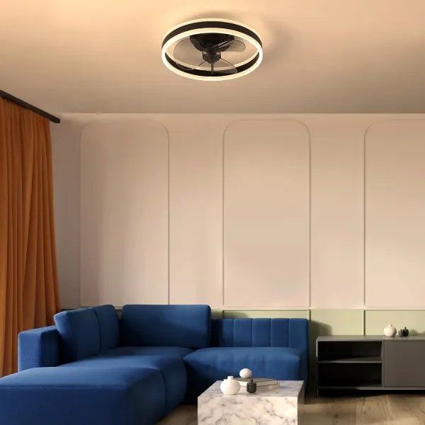 Brilagi-LED Lampă cu ventilator, dimabilă, LED 30W, 230V, 3000-6500K, negru+DO