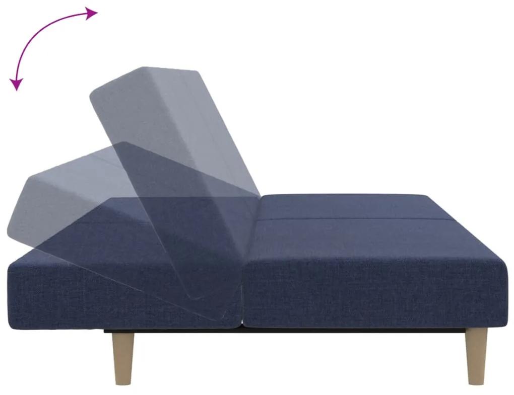 Canapea extensibila cu 2 locuri, albastru, textil Albastru, Fara suport de picioare