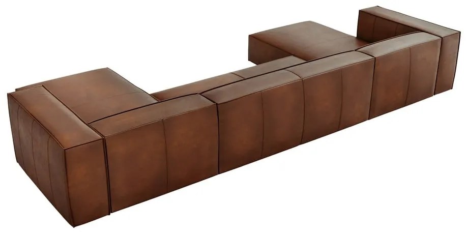 Colțar maro coniac cu tapițerie din piele (în formă de "U") Madame – Windsor &amp; Co Sofas
