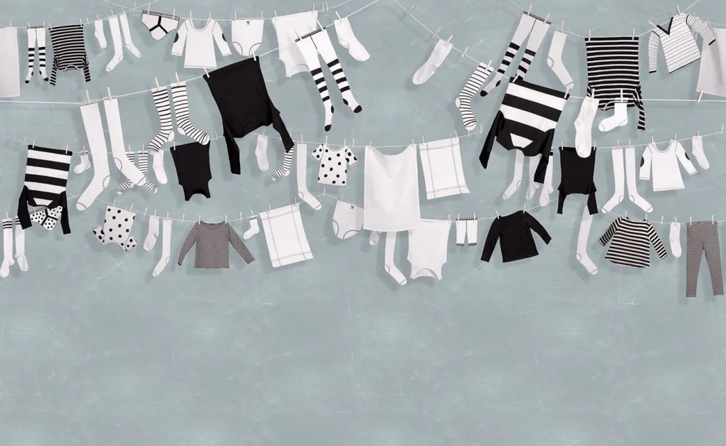 Fototapet, Laundry Day, Blue, Rebel Walls