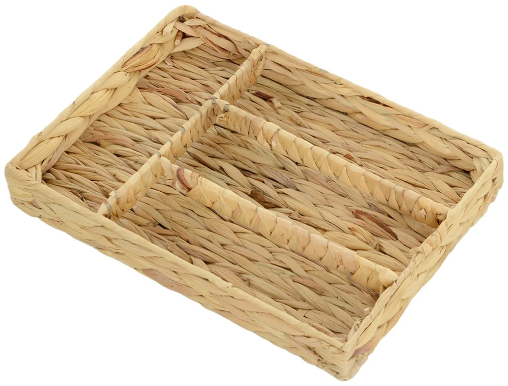 HOMCOM Coș de depozitare trestat din papură de apă cu 4 compartimente, pentru baie, dormitor, naturale | Aosom Romania