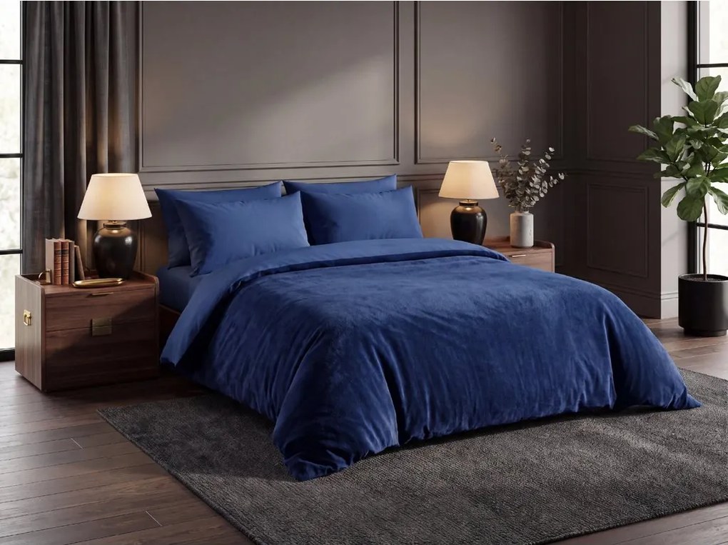 Lenjerie de pat cocolino TEDDY albastru, microplus/microfibra Dimensiune lenjerie de pat: 2 ks 60 x 70 cm | 240 x 200 cm