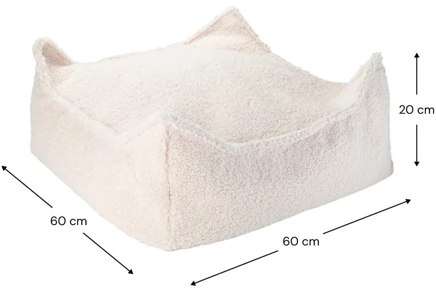 Fotoliu puf pentru copii crem cu tapițerie din țesătură bouclé Square – Wigiwama