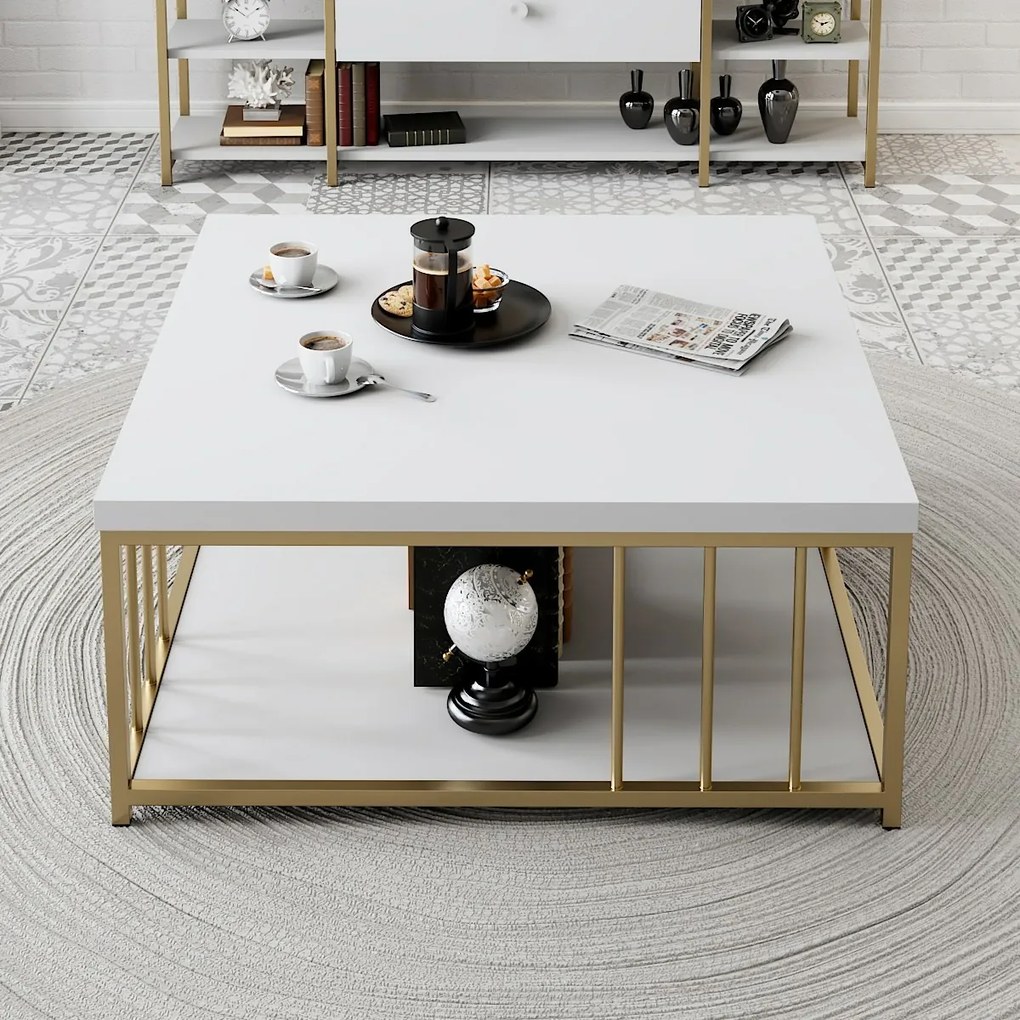 Măsuță de conferință Zenn White and Gold