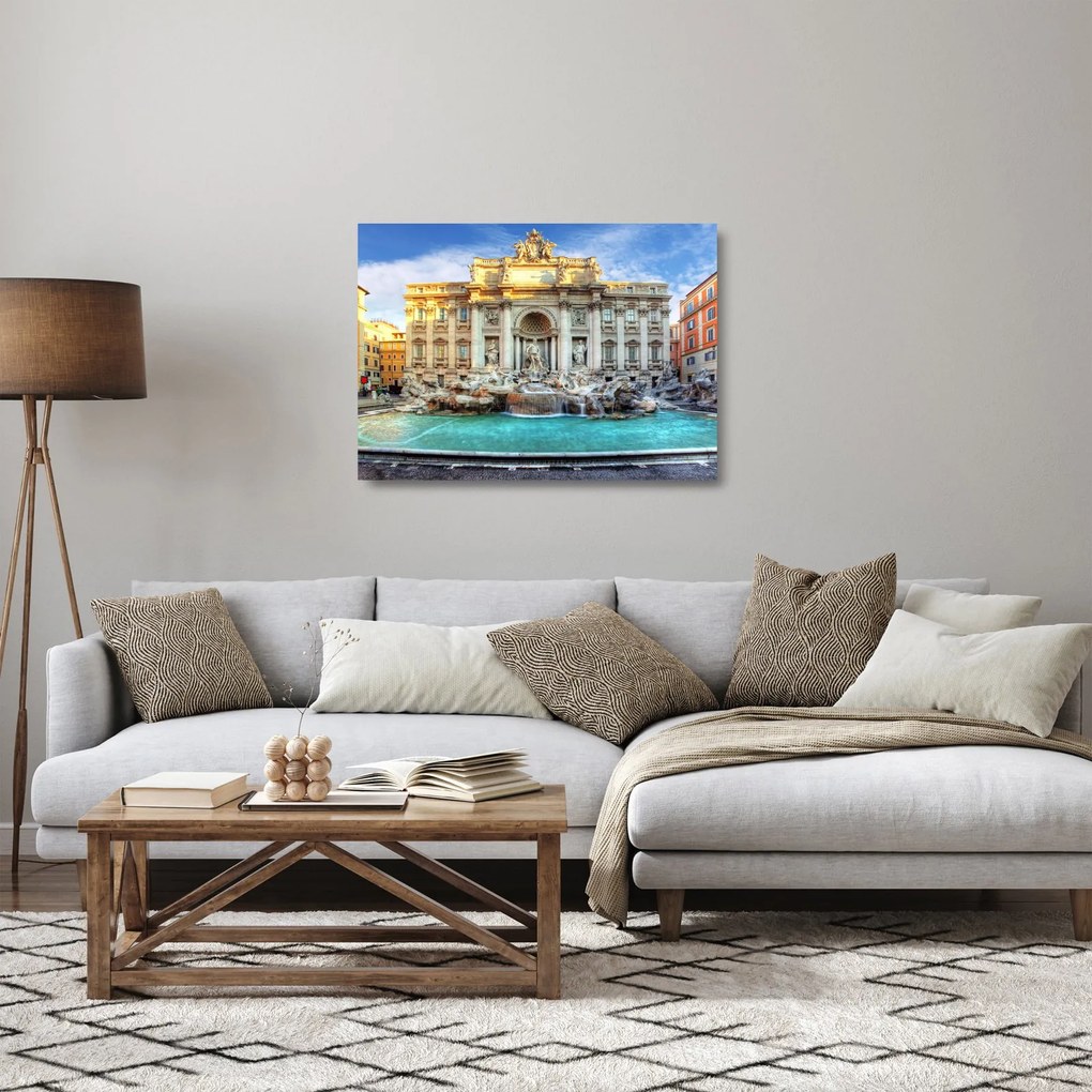 Tablou pe sticlă - Fântâna Trevi (70x50 cm)