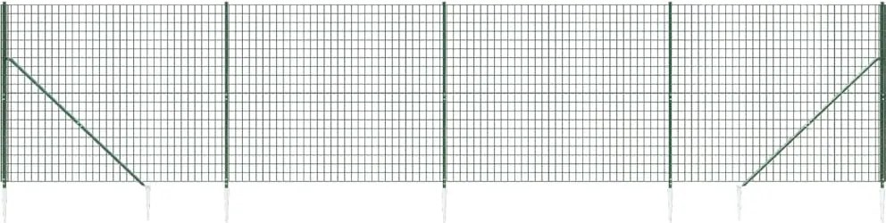 vidaXL Gard plasă de sârmă cu țăruși de fixare, verde, 1,4x10 m