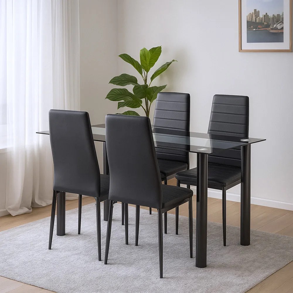 Norman 4+1 set de sufragerie negru