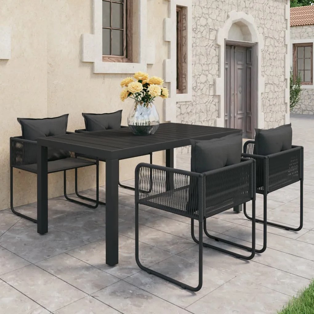 vidaXL Set mobilier de grădină, 5 piese, negru, ratan PVC