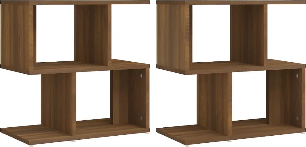 vidaXL Noptiere, 2 buc., stejar maro, 50x30x51,5 cm, lemn prelucrat