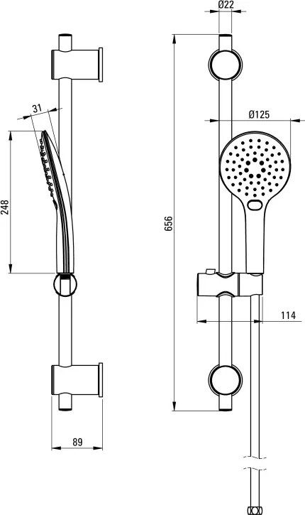Lupo Set de duș, 3-funcții Finisaj: Oțel periat NLU_F51K