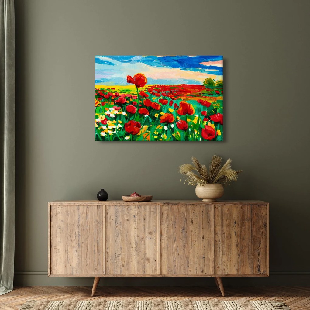 Tablou - Câmp cu maci (90x60 cm)