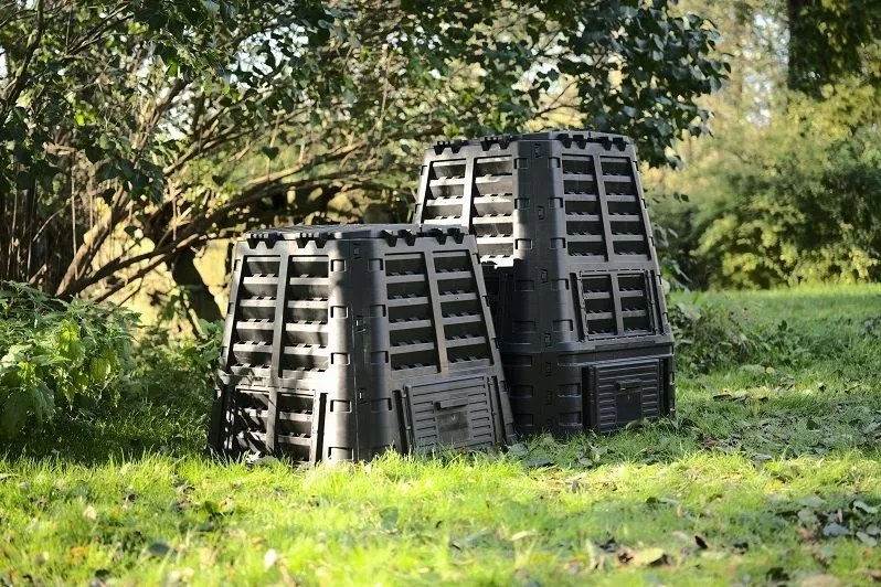 Composter de plastic pentru grădină, negru, 480 l