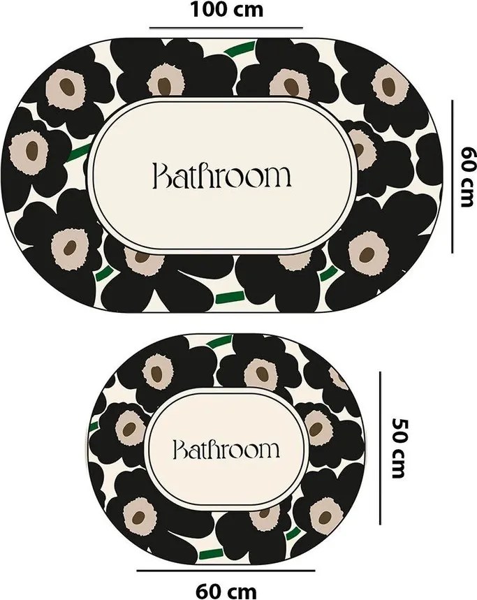 Covorașe de baie negre/bej 2 buc. 60x100 cm Oweld – Foutastic