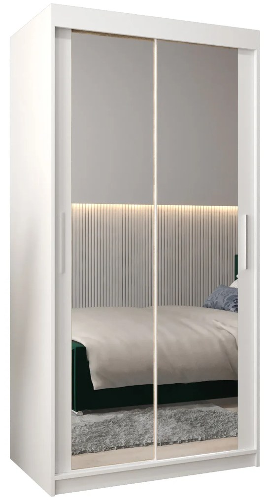 Dulap de haine 100 cm Toki 3 (alb mat + alb mat). 1065041