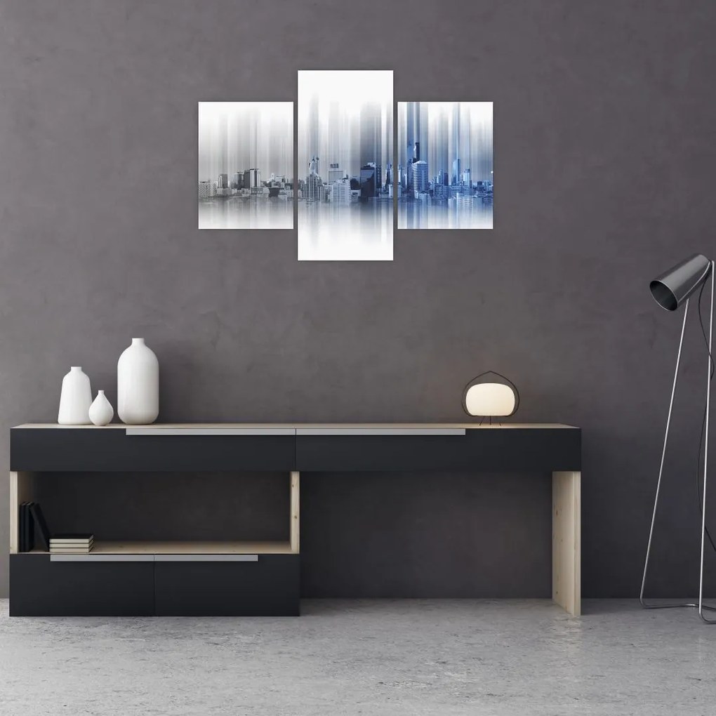 Tablou - Panorama orașului, albastru-gri (90x60 cm)