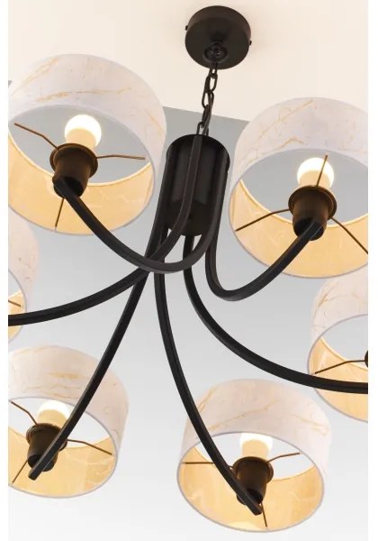 Jupiter 2105 - Candelabru suspendat pe lanț ARTHUR 6xE27/15W/230V alb/negru/decor marmură