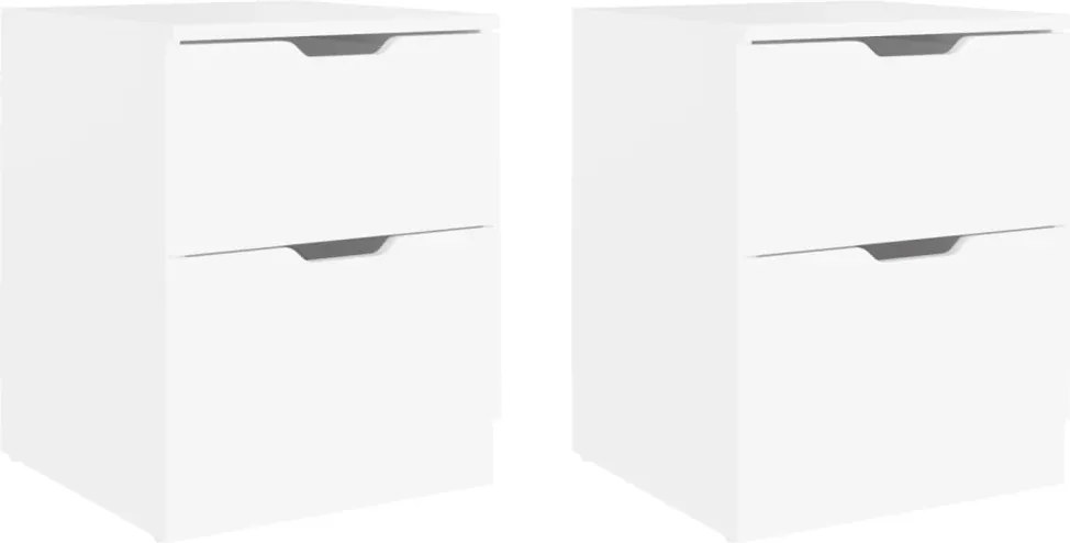 vidaXL Dulapuri noptieră, 2 buc., alb, 40x40x50 cm, lemn prelucrat