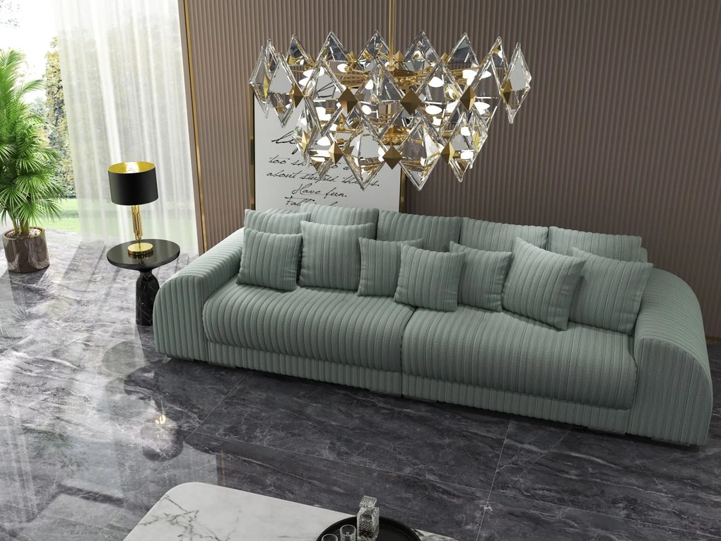 Canapea extensibilă dumonde cu 2 lăzi de depozitare si sezut confortabil din spuma high-density, Verona Ambience Mint 310x100 cm