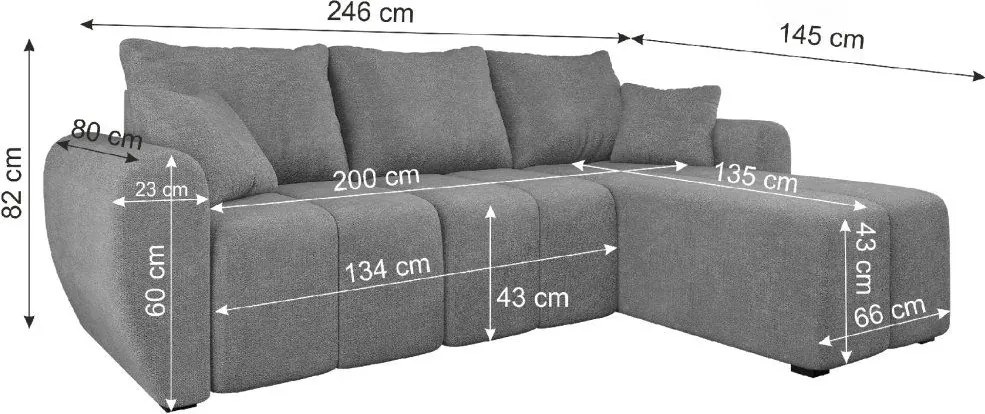 Coltar extensibil de colt SEVIO, crem, reversibil, 246x145 cm + 2 perne GRATUIT