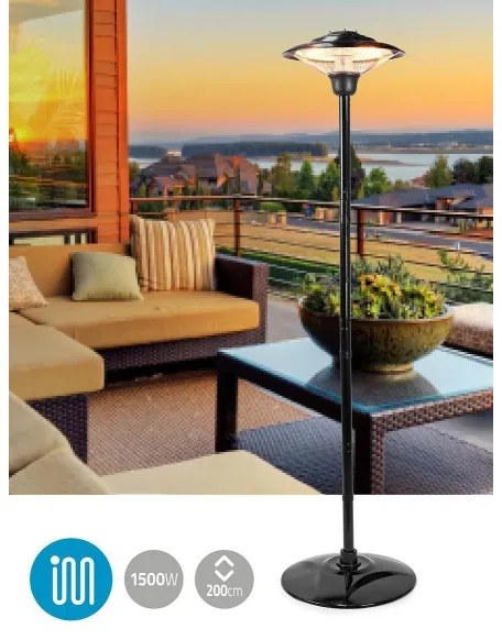 Nedis HTPA15EBK Încălzitor electric exterior 200 cm 1500W/230V IP34