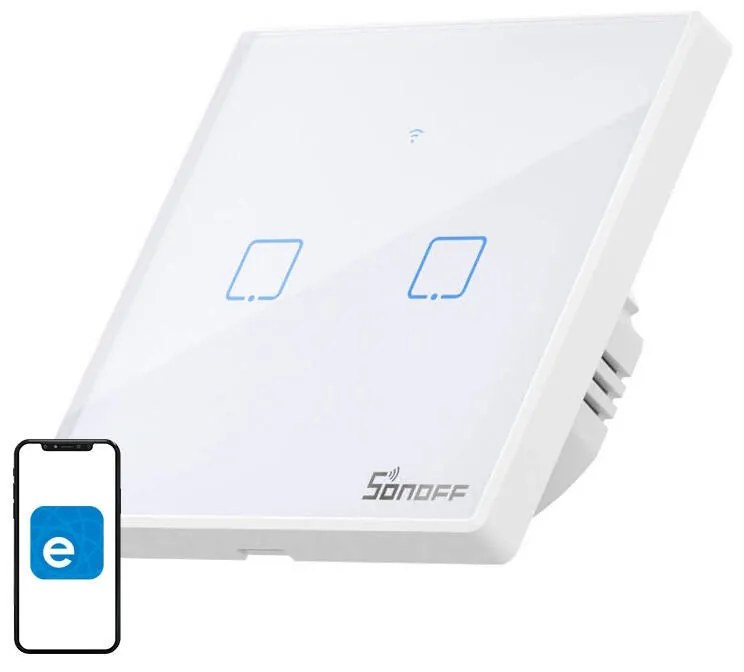 Intrerupator Smart WiFi + RF 433MHz Sonoff T2 EU TX (2 canale)