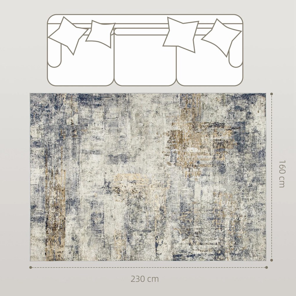 HOMCOM Covor de living, Poliester, model artistic modern, masabil, Gri | Aosom Romania
