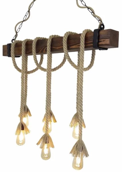 Lustră pe cablu KUTUK 6xE27/40W/230V, lemn de pin